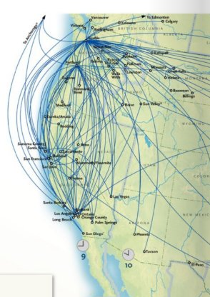 Alaska Airlines route map October 2010